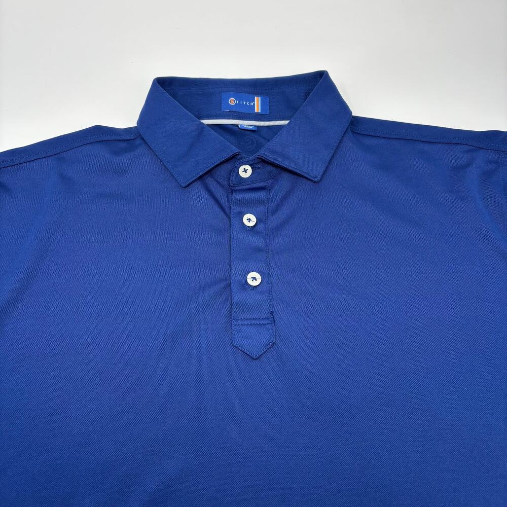 Stitch Mens Large Solid Navy Blue Short Sleeve Polo Golf Shirt